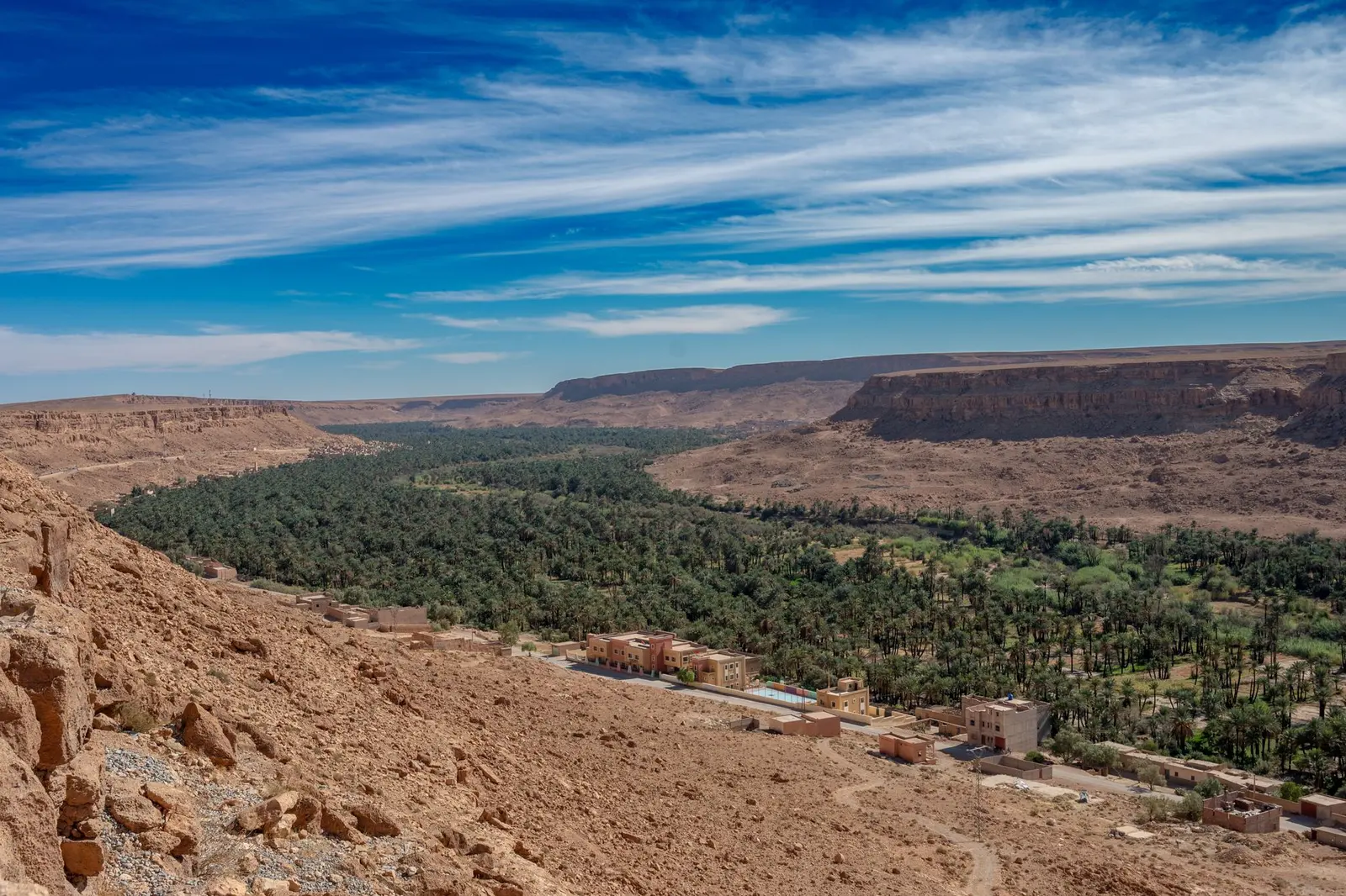 Oasis and desert landscape near Errachidia in the Ziz Valley