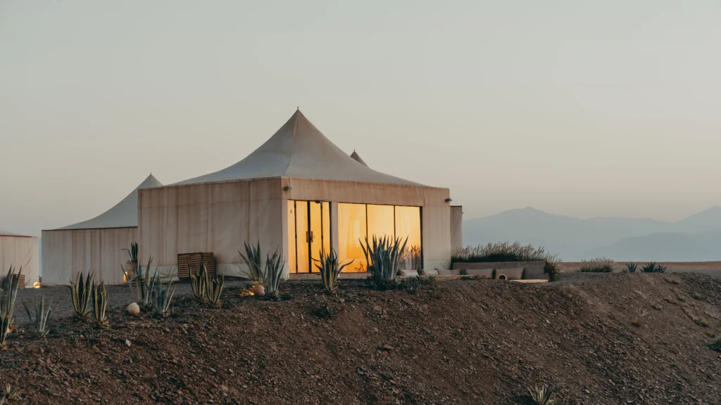 Luxury tents at The White Camel camp in Agafay