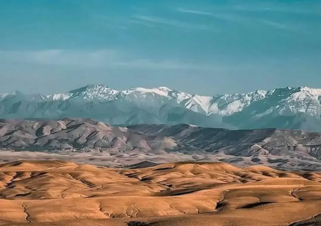 Unique rocky formations in Agafay Desert