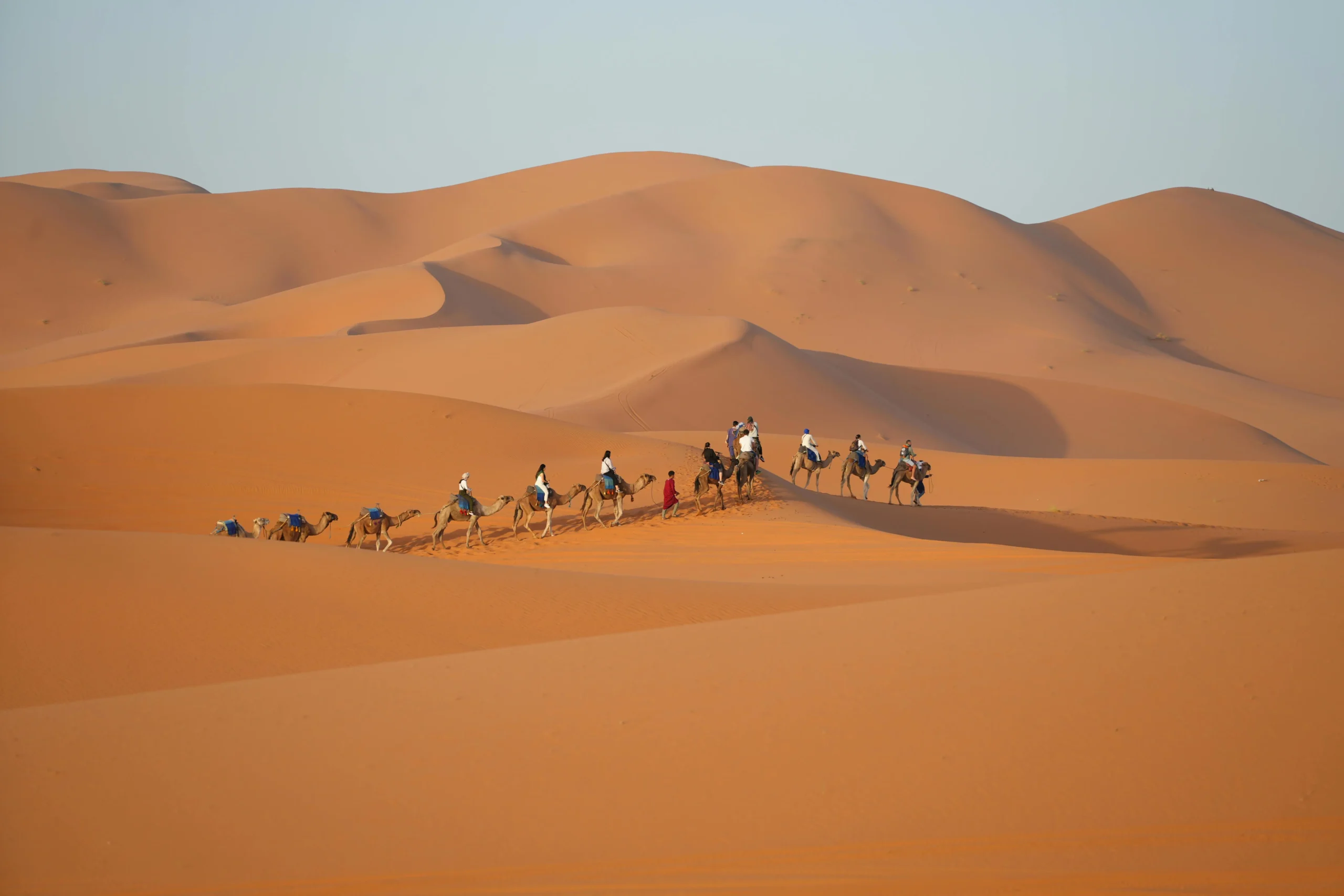 Marrakech to Fes desert tour camel ride at sunset
