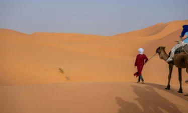 Agadir desert tour camel caravan at Erg Chigaga dunes