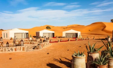 Erg Chigaga Luxury Camp luxury tents in the Sahara daylight