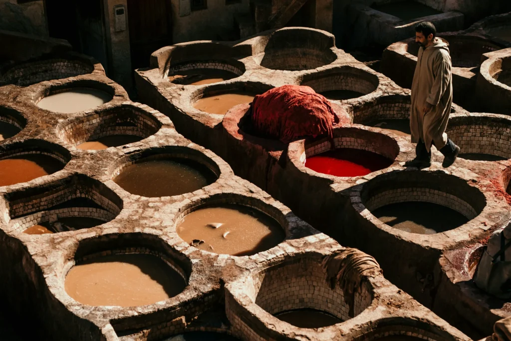 Traditional Fes tanneries during a Luxury Morocco Tour