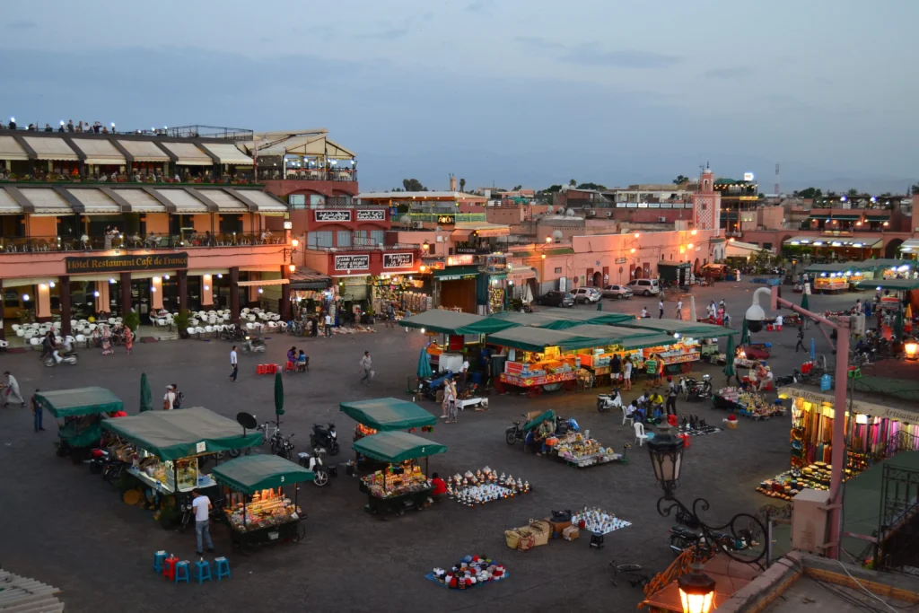 Best time to travel to Morocco showcasing colorful Marrakech medina streets during spring season